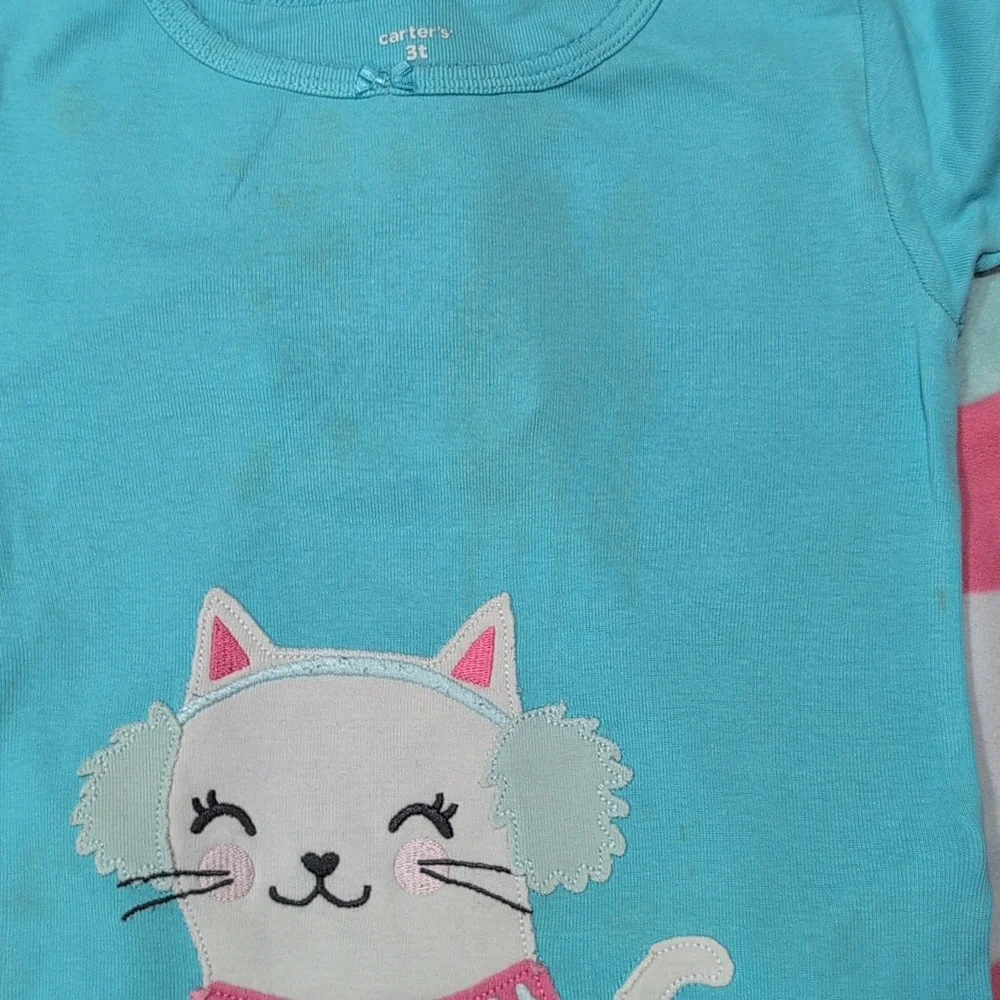 Kids Cat Pajamas Set - Blue and Pink 3T